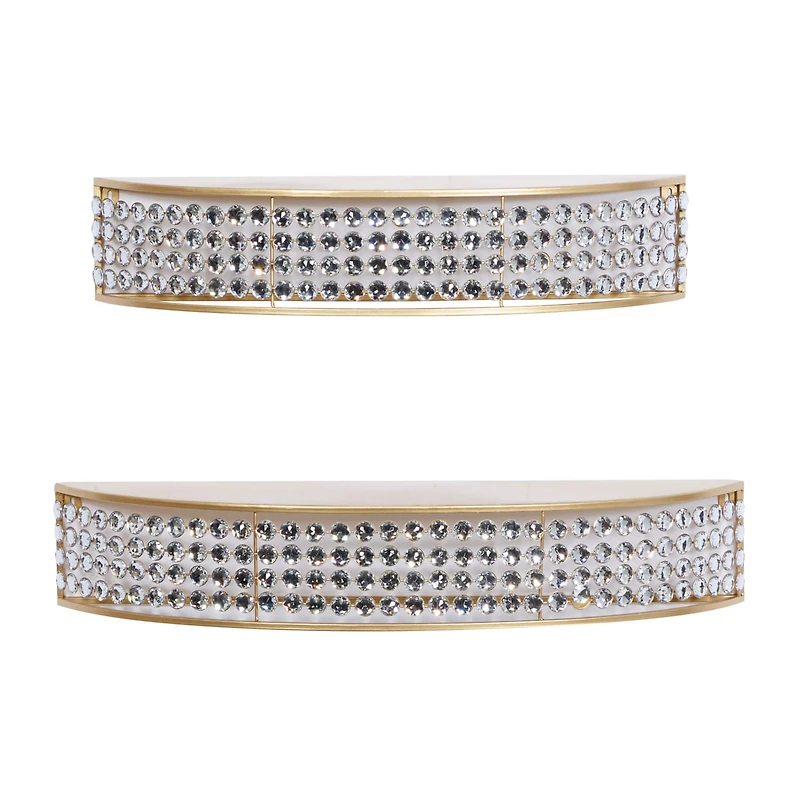 Set of 2 Gold Metal Contemporary Wall Shelves 28", 24"