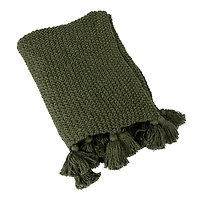 Hello Honey® Olive Green Knit Throw Blanket with Tassels