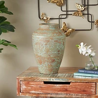 Brown Ceramic Antique Style Textured Patina Vase