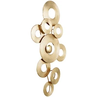 Gold Metal Abstract Stacked Circle Ring Wall Decor with Groove Texture