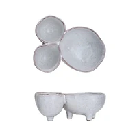 Hello Honey® 8" Cream 3-Section Stoneware Footed Serving Dish