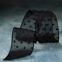 2.5" x 3yd. Black Chiffon Dotted Ribbon by Celebrate It™ Classic