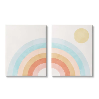 Stupell Industries Bold Summer Sun Rainbow Soft Pastel Tones Kids Canvas Wall Art