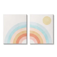 Stupell Industries Bold Summer Sun Rainbow Soft Pastel Tones Kids Canvas Wall Art