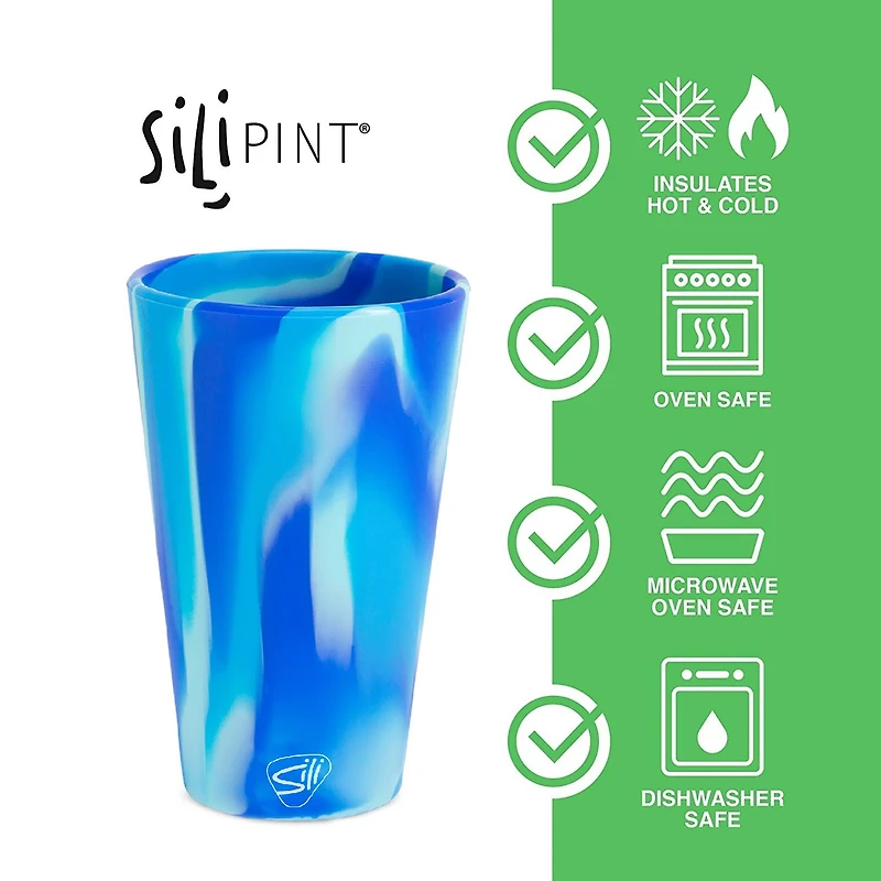 Silipint® 16oz. Headwaters, Mountain Marble, Arctic Sky & Hippie Hops Silicone Pint Glasses, 4ct.