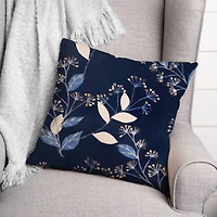 Blue Botanical Throw Pillow 18" x 18"