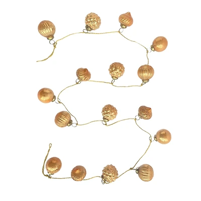 Hello Honey® 6ft. Apricot Embossed Mercury Glass Ornament Garland with Gold Cord