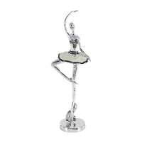 Set of 3 Silver Polystone Modern Dancer Sculpture, 18", 18", 16"