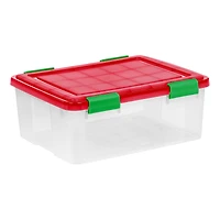 IRIS® 30.6qt. Clear Ultimate Box with Red & Green Buckle Lids, 2ct.