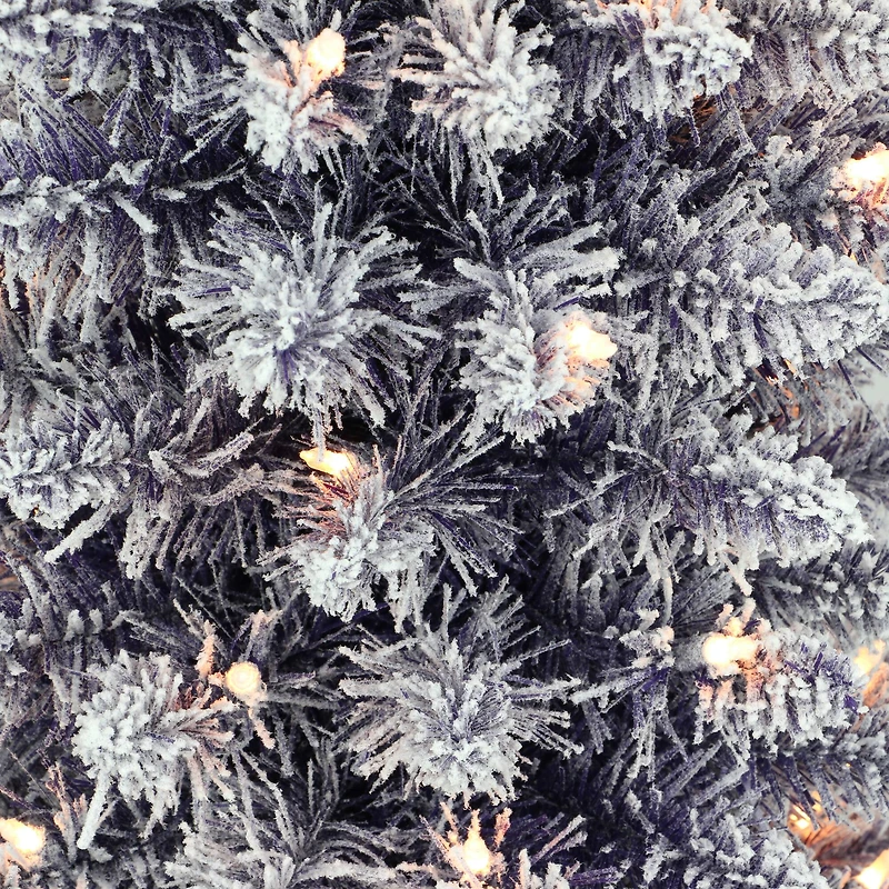 6.5ft. Pre-Lit Flocked Fashion Purple Artificial Christmas Tree, Clear Incandescent Lights