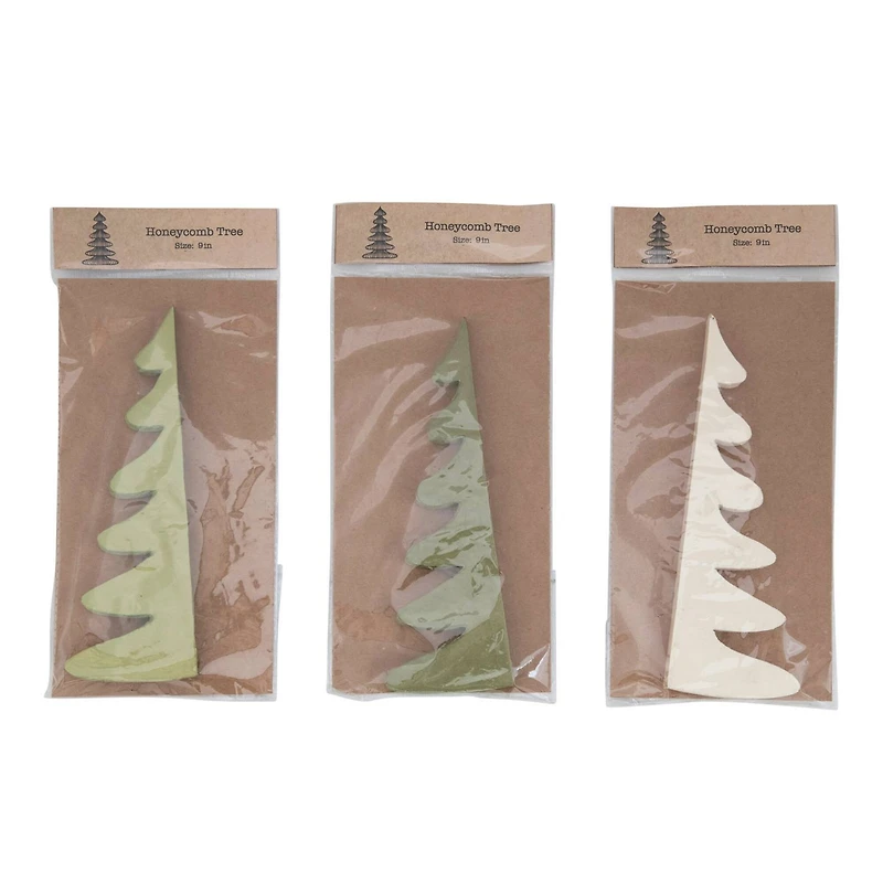 Hello Honey® 9" Green & Cream Paper Honeycomb Tree Set