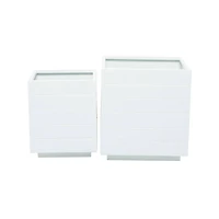 White Modern Planter, Set of 2" 14", 10"