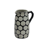 Hello Honey® 9" Black & Natural Decorative Terra Cotta Pitcher with Wax Relief Dots
