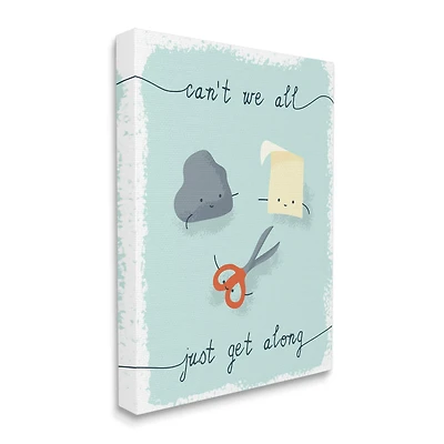 Stupell Industries Rock Paper Scissors Playful Illustration All Get Along Canvas Wall Art