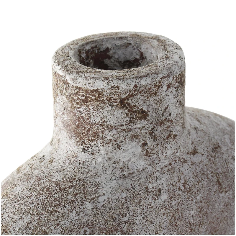 12" Cream Ceramic Textured Circle Donut Vase