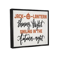 Stupell Industries Autumn Jack-o-Lantern Phrase Framed Floater Canvas Wall Art