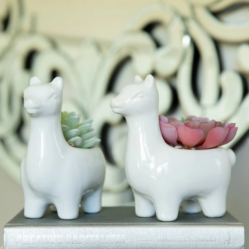 Flora Bunda 5" White Empty Ceramic Llama Set