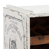 16" White Wood Farmhouse Wine Rack