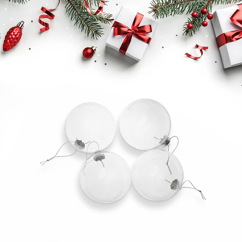 4ct. 4" Clear Glass Ball Ornaments