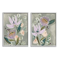 Stupell Industries Abstract Purple Floral Arrangement Framed Wall Art Set
