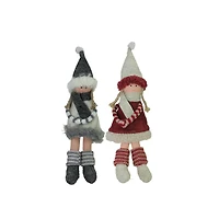4ct. 12"  Plush Girl Doll with Scarf Ornaments