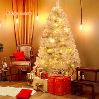 Costway 6ft. Unlit Artificial Silver Tinsel Hinged Christmas Tree with Metal Stand