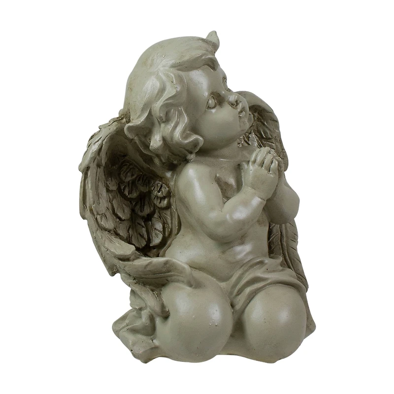 6" Weathered Praying Cherub Outdoor Garden Statue