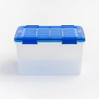 IRIS® WeatherPro™ 44qt. Clear Heavy Duty Plastic Storage Bins with Blue Lids, 4ct.
