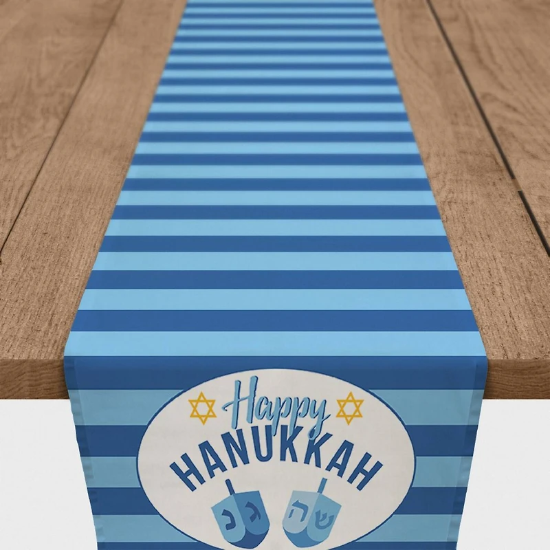 Happy Hanukkah Dreidel 16x90 Cotton Twill Runner