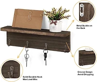 NEX™ 16" Rustic Brown Coat Rack with Hooks
