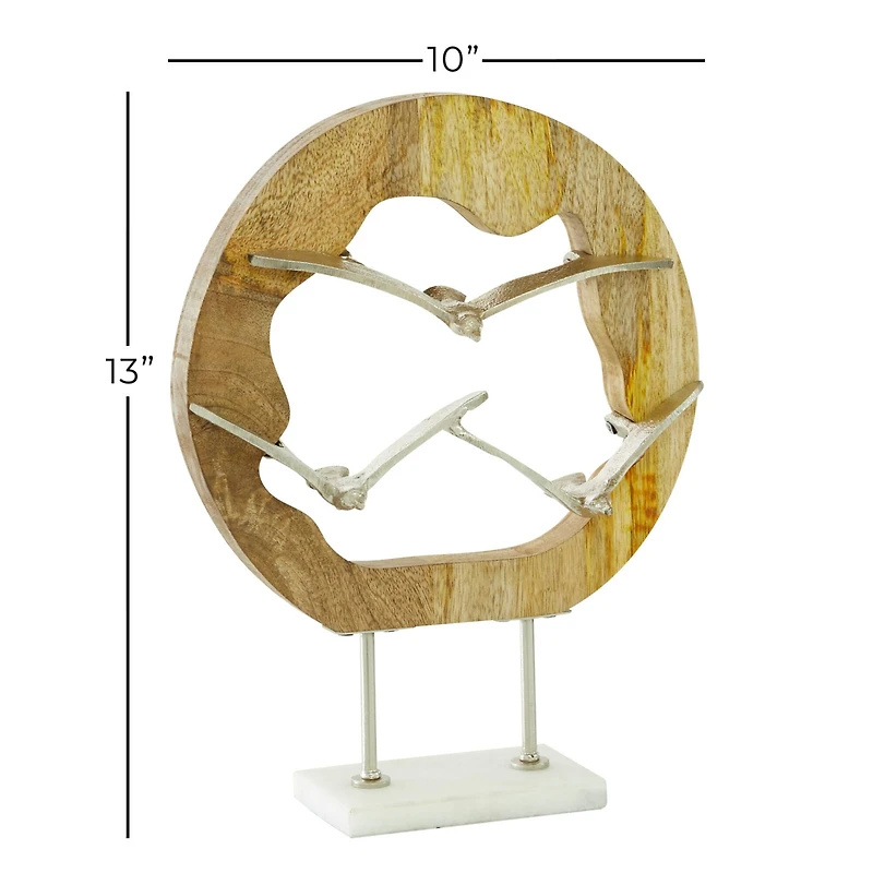 Silver Aluminum Contemporary Sculpture, Bird 13" x 10" x 3"