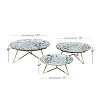 Set of 3 White Metal Farmhouse Cake Stand, 11", 12", 14"
