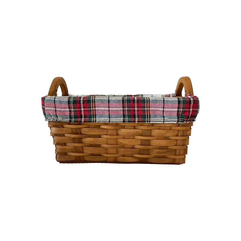 Plaid Lined Chipwood Basket by Ashland