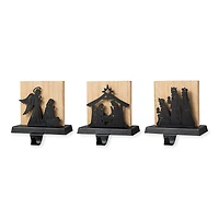 Glitzhome® 5" Christmas Metal Nativity Scene Stocking Holder Set