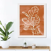 Orange Fiddleleaf Fig White Framed Print Under Plexiglass