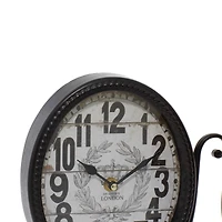 12" Black & White Metal Oval Clock Set