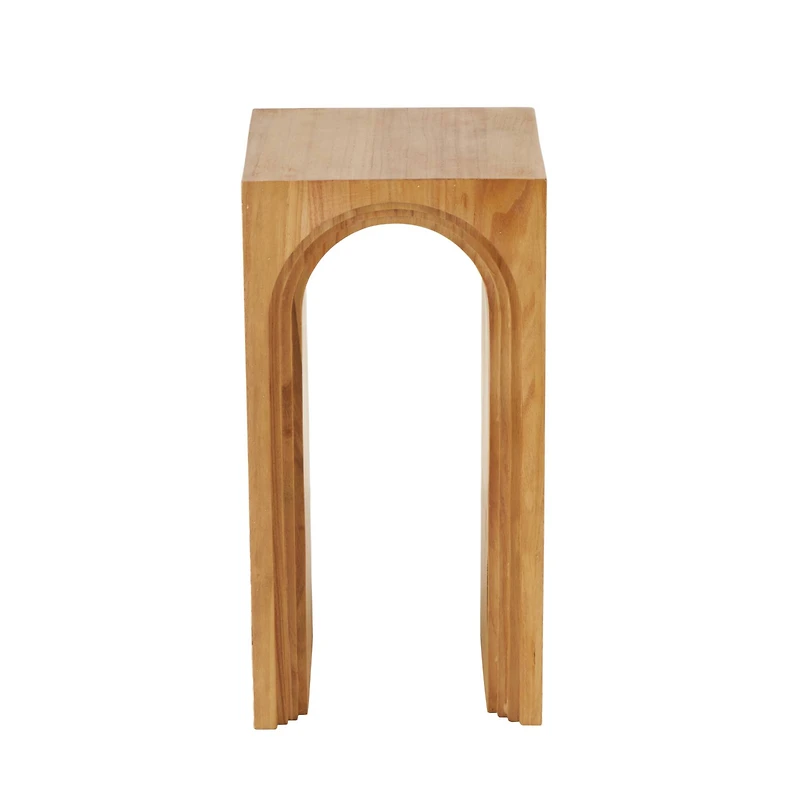 23.5" Brown Wood Cutout Arch Side End Accent Table