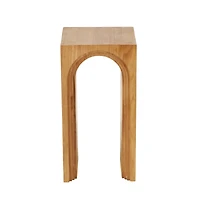 23.5" Brown Wood Cutout Arch Side End Accent Table