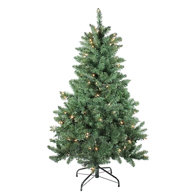 4.5ft. Pre-Lit Buffalo Fir Artificial Christmas Tree, Clear Lights