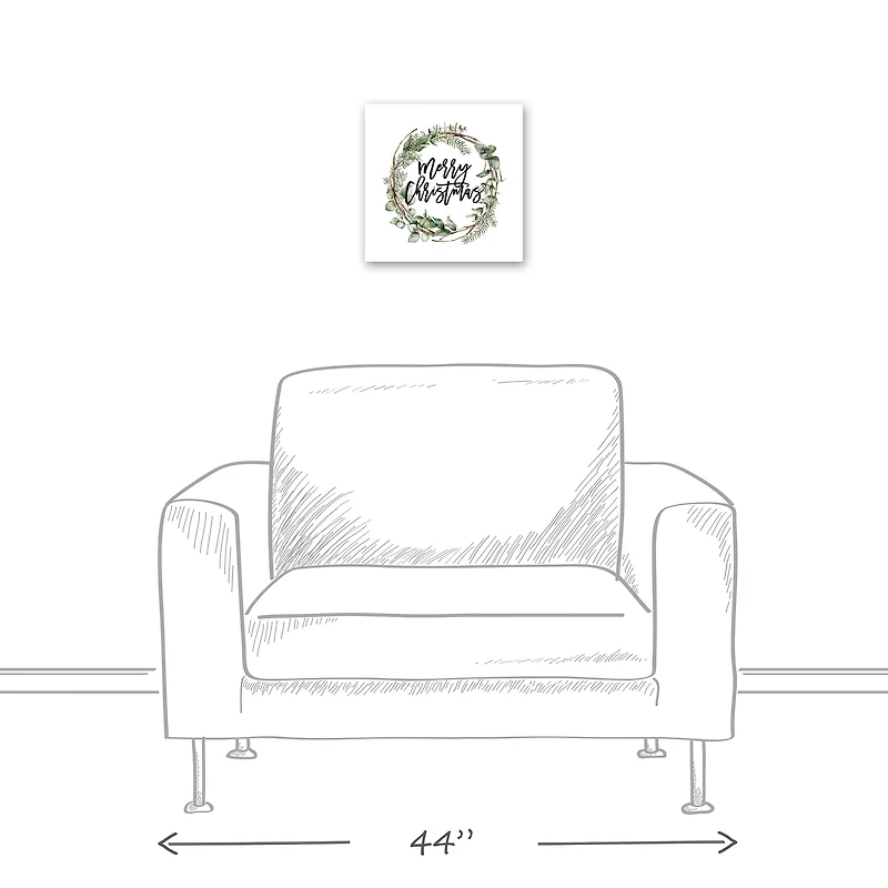 Merry Christmas Wreath Canvas Wall Art