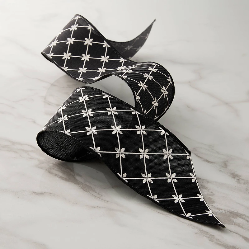 2.5" x 3yd. Wired Black & White Checkered Ribbon by Celebrate It™ Classic