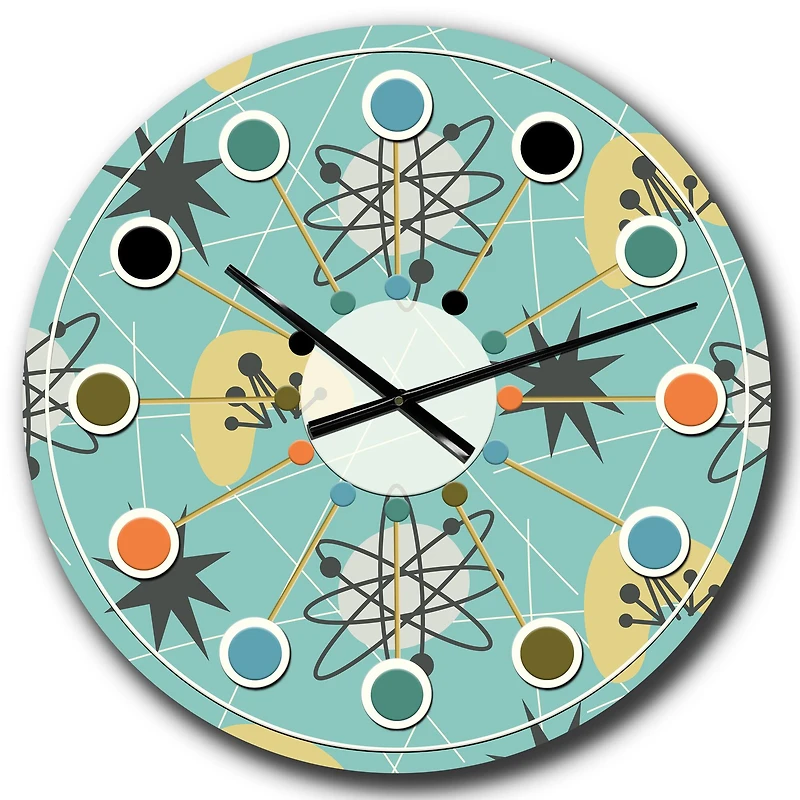 Designart '1950 Retro Pattern I Mid-Century Modern Wall Clock