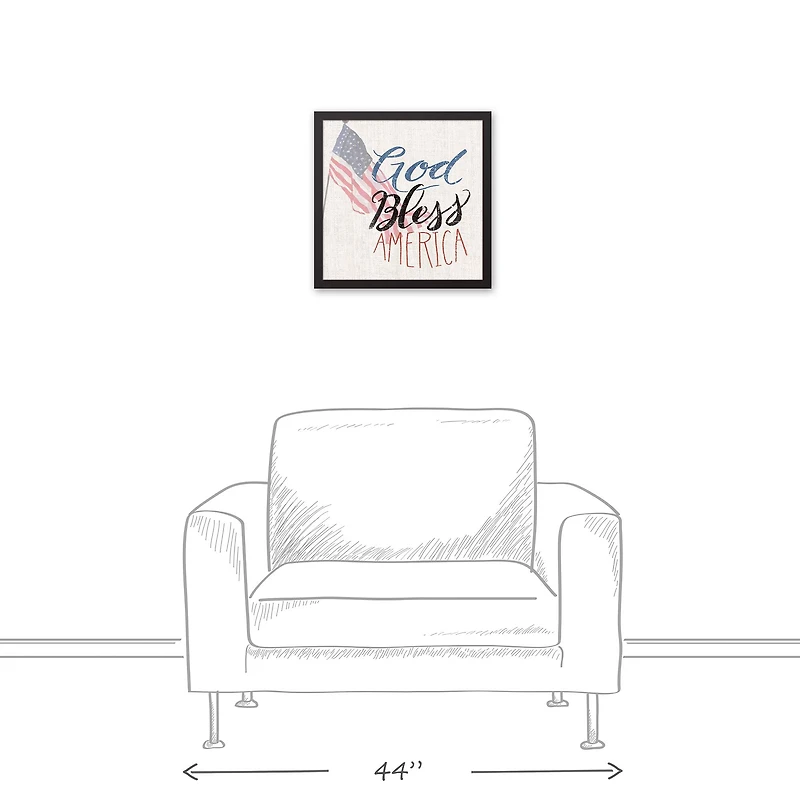 God Bless America Black Framed Canvas