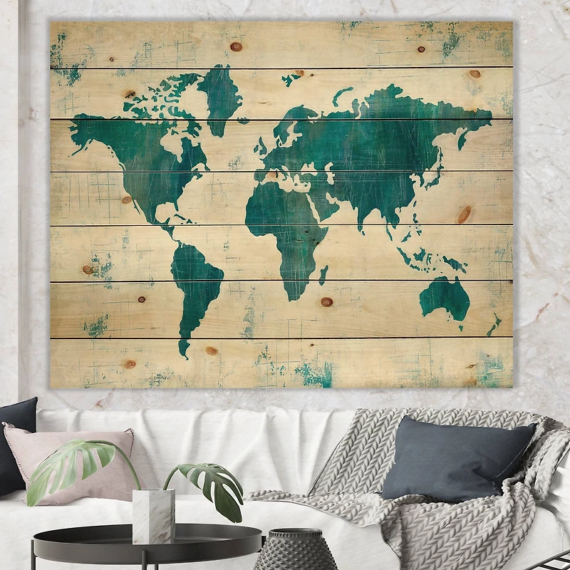Designart - Discover the World Map in Blue