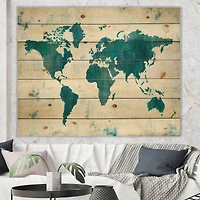 Designart - Discover the World Map in Blue