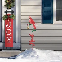 Glitzhome® 3ft. Metal Cardinal Joy & Noel with Bell Yard Stake Set