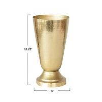 Hello Honey® 11" Gold Round Hammered Metal Vase