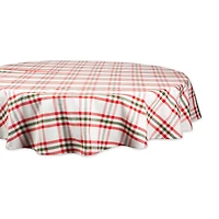 DII® 70" Round Jolly Tree Collection Nutcracker Plaid Tablecloth