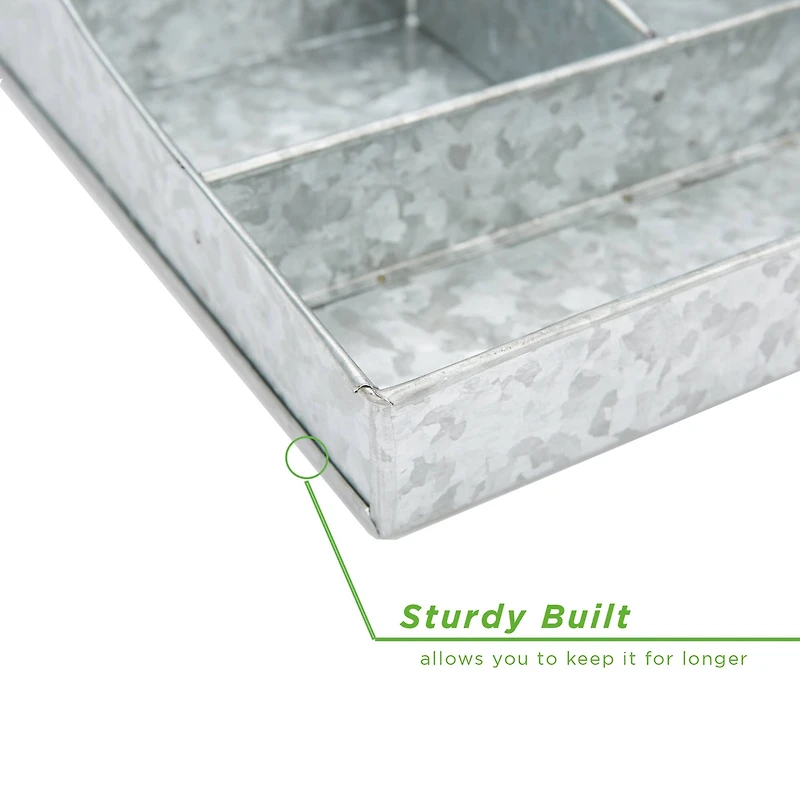 Mind Reader Silver 7 Compartment Galvanized Steel Condiment Organizer