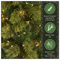 ft. Pre-Lit Carolina Pine Slim Artificial Christmas Tree with Flocked Pine Cones